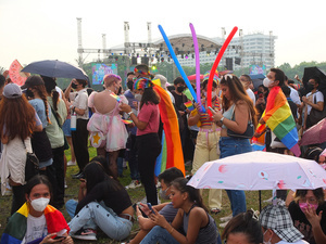 Participants take part in the Metro Manila Pride March. LGBTQ (Lesbian, Gay, Bisexual, Transgender and Queer) activists staged the annual Pride March and Festival at CCP Open Grounds in Pasay City.