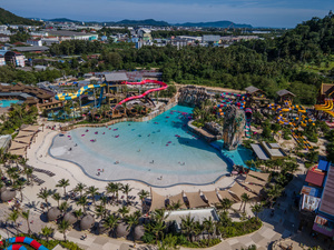 (EDITORS NOTE: Image taken with drone) 
Aerial view of Andamanda Waterpark in Phuket. The Tourism Authority of Thailand (TAT) launched the "Amazing New Chapters" campaign to grow international tourism in the southern part of Thailand, namely, Phuket, Ko Pang Ngan and Khao Lak.
