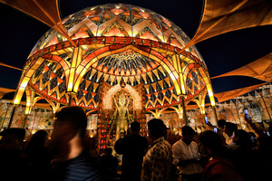 People take photos in front of the entrance of different Pandals (Temporary Places for Worship). The city of Kolkata celebrates the largest festival of Bengali, Durga puja. Durga is a description of the power of the goddess in Hindu Mythology. UNESCO (The United Nations Educational, Scientific and Cultural Organization) in 2021 included Durga puja in the Representative list of the intangible cultural heritage of Humanity.