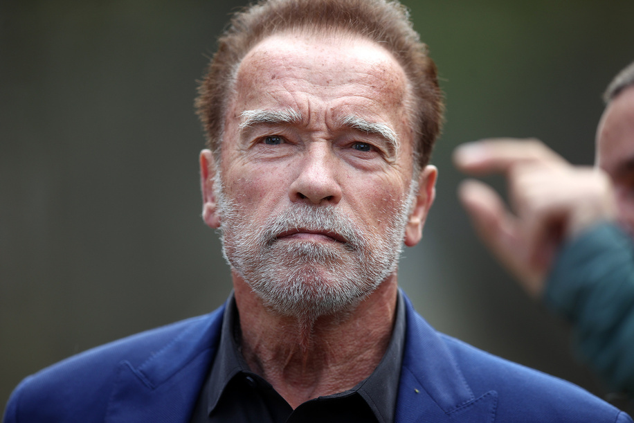 Actor Arnold Schwarzenegger visits Auschwitz-Birkenau museum in Oswiecim.