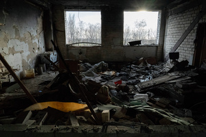 Interior view of the damaged administrative building at the Kherson airport. Kherson airport was left with wreckage after Ukrainian troops attacked the base of the Russian forces during their occupation of the area. Hence, Russian troops have fled and abandoned their strategic locations, including Kherson airport.