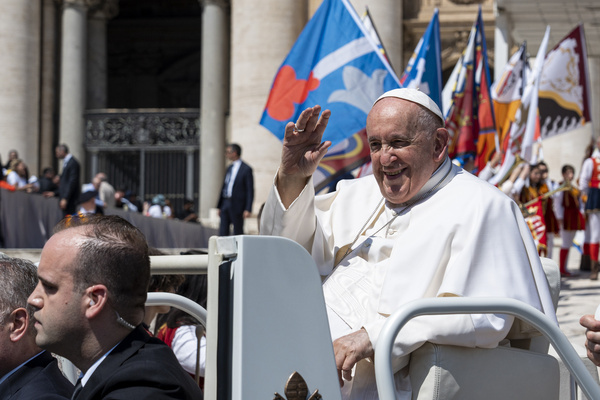 Pope Francis leaves St. Peter's Square after his traditional Wednesday General Audience.