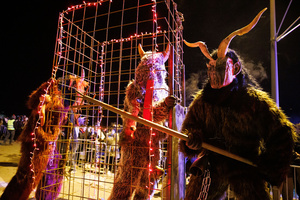 Krampusse perform during a Krampus run. More than 600 Krampuses from Slovenia, Austria, Italy, and Croatia joined the tenth anniversary of the Krampus run in Goričane. Krampus, a horned demon-like figure, traditionally works alongside Saint Nicholas or Santa Claus. While Santa rewards good children with gifts, Krampus scares and gives birch rods to misbehaving children. The Krampus run aims to remind both children and adults who haven't been well-behaved to improve their behavior before Christmas.