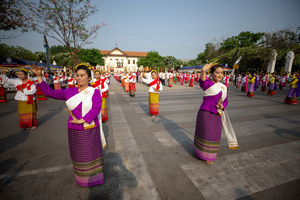 Thai performers wearing traditional costumes perform Thai Lanna dance during the 728th anniversary celebrations of Chiang Mai city. The city of Chiang Mai was founded by The three kings: King Mangrai, King Ngam Mueang and King Ram Khamhaeng on 12 April 1296.