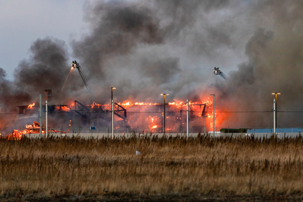 A 5 alarm fire destroys a historic WWII air hangar as Edmonton Fire Department protects the site from spreading to additional buildings. The Hangar which was built in 1942 was declared a historical building of significance for its part in the shipment of Equipment, Troops and aircraft for the US Forces on route to Russia. The cause of the fire is currently under investigation and no word yet regarding estimated damages.