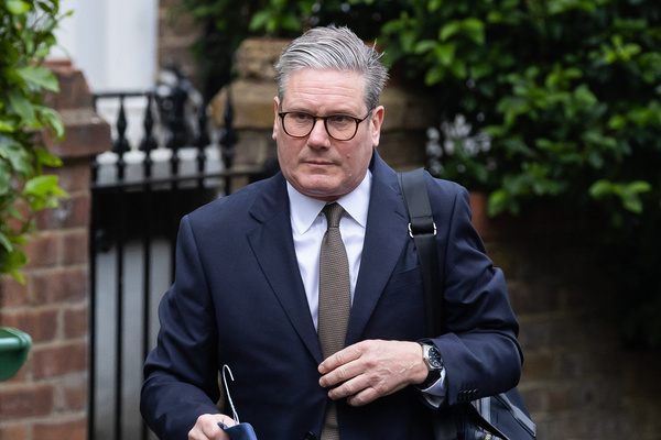 Leader of the Labour Party Keir Starmer leaves his home to attend Parliament for Prime Minister's Questions in London.
