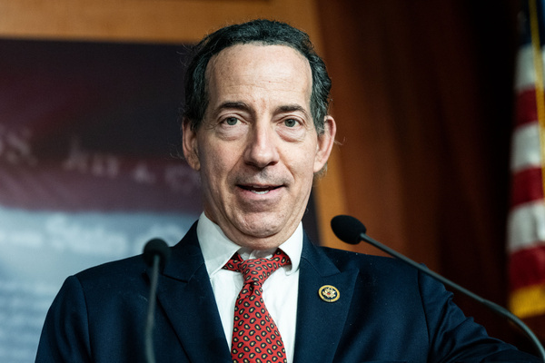 U.S. Representative Jamie Raskin (D-MD) speaking at a press conference about a referral being made to the Department of Justice to advocate for their investigation into various oil companies for their deceptive claims in regards to climate change, at the U.S. Capitol.
