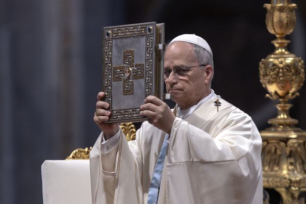 Pope Leo XIV leads a mass on the occasion of the Jubilee of the Holy See at Saint Peter's basilica.