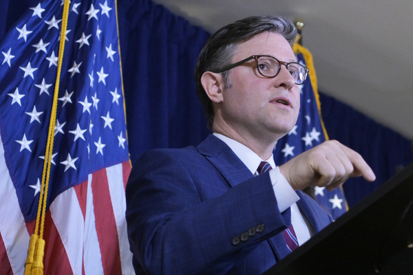 US House Speaker Mike Johnson speaks about LA rioters and CA Governor Gavin Newsom during a press conference, at RNC/Capitol Hill in Washington DC, USA.