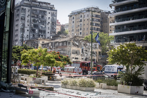 Buildings that where damaged after an Iranian ballistic missile strike in Ramat Gan. An Iranian missile struck the main hospital in southern Israel early Thursday, causing extensive damage and wounding several people, though none seriously, according to the hospital. Other missiles hit a high-rise apartment building in Ramat Gan, and additional sites in central Israel, leaving at least 240 wounded and four of them seriously according to Israel's Health Ministry.
