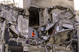 General view of a residential building in Be’er Sheva destroyed by an Iranian ballistic missile, in which four Israelis were killed.
