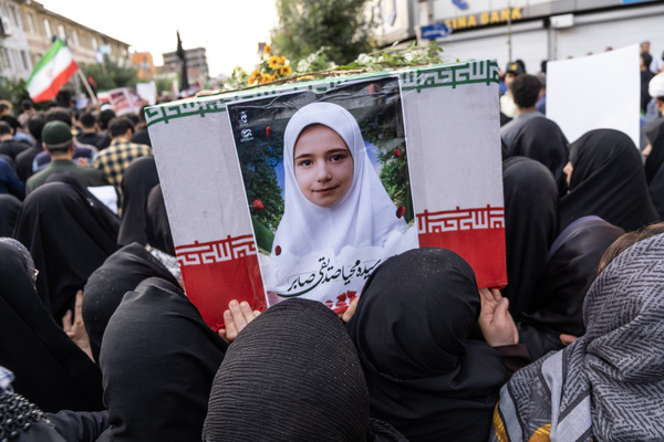 Women are seen carrying a coffin of Mahya Sedighi Saber, the daughter of the Iranian nuclear scientist during the joint funeral for Iranian nuclear scientist Mohammad Reza Sedighi Saber and the 15 relatives and neighbors who were also killed alongside him in an Israeli rocket strike. Dozens attended the funeral of Mohammad Reza Sedighi Saber, an Iranian nuclear scientist, along with 15 of his family members and neighbors killed in an Israeli rocket strike. After surviving a failed assassination attempt in Tehran, Saber had moved to his parents’ home in Astaneh Ashrafieh, Gilan Province, where the fatal second attack occurred. Israel has reportedly carried out multiple coordinated strikes across Iran targeting scientists, aiming to disrupt the country’s nuclear and missile programs.