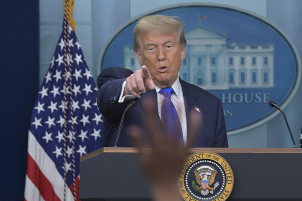US President Donald Trump speaks about Iran, Supreme Court, Tariffs and Tax Bill deadline during a press briefing at Brady Briefing Room/White House in Washington DC, USA.