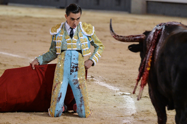 Bullfighter Pedro Luis seen during a bullfight with bulls from the Pedro Luis ranch at the Plaza de las Ventas in Madrid.