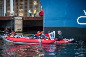 Extinction Rebellion climate activists in kayaks, attempt to block the path of Luxury Ocean liner the "Celebrity Eclipse" from docking at the Passages Terminal. A little before sunrise, climate activists from Extinction Rebellion, Netherlands attempted to block the path of Luxury Ocean liner the ‘Celebrity Eclipse’ from docking at the Passages Terminal in Amsterdam. The ‘Celebrity Eclipse’ is operated by Celebrity Cruises, a subsidiary of Royal Caribbean Group. The activist numbered 30 in all, with the majority in 2-person kayaks. ‘Cruise ships are floating environmental disasters. They should not be allowed in Dutch waters. We demand strict and binding national and international environmental standards and regulations, as well as strict enforcement and sanctions policy.