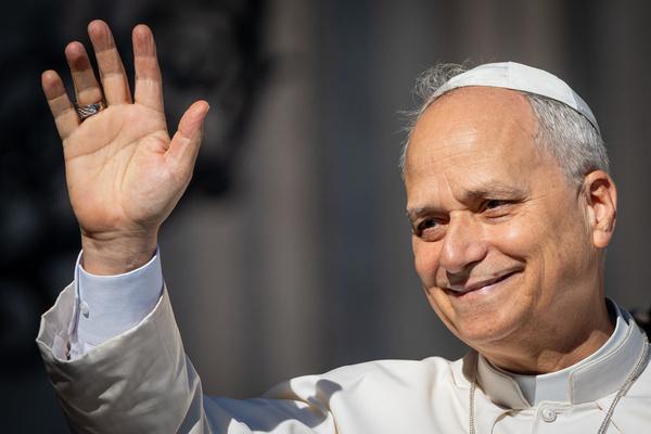 Pope Leo XIV arrives to lead the traditional Wednesday General Audience in St. Peter's Square.