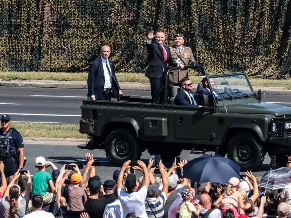 Newly elected President of Poland Karol Nawrocki arrives for the Polish Army Day Parade on Wislostrada in Warsaw. Poland marked Army Day with a grand military parade along Warsaw’s Wisłostrada, showcasing troops, equipment, and national pride in honor of its armed forces, as the NATO eastern flank country pushes to raise its military spending to 5% of GDP.