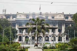 Singha Durbar, that housed the office of the Prime Minister and other ministries is pictured after being set ablaze by the Gen Z protests in Kathmandu, Nepal, on Wednesday, September 10, 2025, the third day of an army-imposed curfew. The demonstrations, sparked by anger over corruption, the social media ban, and the killing of more than 19 youths, led to the resignation of Prime Minister K.P. Sharma Oli. The country remains under army control amid escalating unrest.