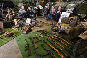 A showcase of WWII-era weapons inside the museum. The Tank Museum's Tiger Day is a biannually event at Bovington camp showcasing German Tiger 131, the only operational Tiger I tank in the world, it also features other World War II-era tanks including M4A2E8 Sherman "Fury", M3 Grant and the British Churchill tank. The event included a reenactment of the Battle of "Capture the Tiger", demonstrating how the Tiger 131 was captured on 24th April 1943 in Tunisia by 42nd Battalion Royal Armored Corps and 2nd Sherwood Foresters.