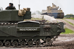 The Churchill tank and Tiger 131 seen during the showcase. The Tank Museum's Tiger Day is a biannually event at Bovington camp showcasing German Tiger 131, the only operational Tiger I tank in the world, it also features other World War II-era tanks including M4A2E8 Sherman "Fury", M3 Grant and the British Churchill tank. The event included a reenactment of the Battle of "Capture the Tiger", demonstrating how the Tiger 131 was captured on 24th April 1943 in Tunisia by 42nd Battalion Royal Armored Corps and 2nd Sherwood Foresters.