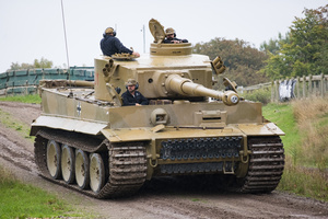 The running Tiger 131 seen during the showcase in the arena. The Tank Museum's Tiger Day is a biannually event at Bovington camp showcasing German Tiger 131, the only operational Tiger I tank in the world, it also features other World War II-era tanks including M4A2E8 Sherman "Fury", M3 Grant and the British Churchill tank. The event included a reenactment of the Battle of "Capture the Tiger", demonstrating how the Tiger 131 was captured on 24th April 1943 in Tunisia by 42nd Battalion Royal Armored Corps and 2nd Sherwood Foresters.