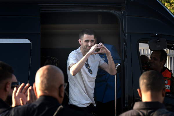 The hostage Avintan Or, who was released after two years in Hamas captivity, where he was held in the tunnels, suffering from malnutrition and abuse, is pictured. The last hostages held by Hamas for two years returned to Israel following President Trump’s deal and the end of the war. They were taken to Beilinson Hospital immediately after landing.
