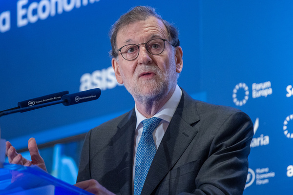 Mariano Rajoy Brey, former Prime Minister of Spain from 2011 to 2018, attends an information breakfast at the Four Seasons Hotel in Madrid.