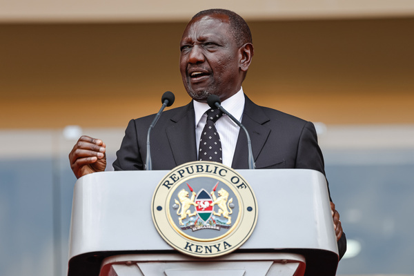 His excellency Wiliam Ruto, President of the republic of Kenya, speaks during the state funeral of the late former Kenyan Prime Minister Raila Odinga at the Nyayo National Stadium in Nairobi. Kenyans gathered at the Nyayo National stadium for a state funeral of former Kenyan Prime Minister Raila Odinga. He passed away at the age of 80 while receiving medical treatment at a hospital in India.