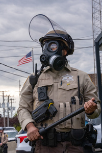 Police face off against demonstrators in front of the Broadview Immigration Detention Facility. A lawsuit filed October 30, 2025 alleges inhumane, degrading, and humiliating conditions in the facility with a lack of food, water, access to hygiene and medical care, or places to sleep.