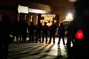 Police face off against demonstrators in front of the Broadview Immigration Detention Facility. A lawsuit filed October 30, 2025 alleges inhumane, degrading, and humiliating conditions in the facility with a lack of food, water, access to hygiene and medical care, or places to sleep.