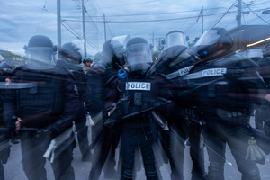 Police face off against demonstrators in front of the Broadview Immigration Detention Facility. A lawsuit filed October 30, 2025 alleges inhumane, degrading, and humiliating conditions in the facility with a lack of food, water, access to hygiene and medical care, or places to sleep.
