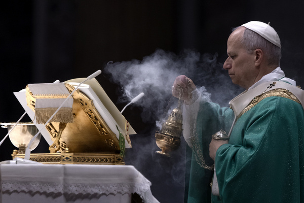 Pope Leo XIV celebrates Mass to mark the Jubilee of the Poor in St. Peter's Basilica at the Vatican.