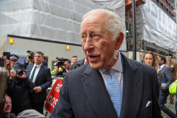 King Charles III meets well-wishers outside Fortnum & Mason after marking the second anniversary of the Coronation Food Project and holding talks with chief executives and senior leaders from Alliance Food Sourcing.