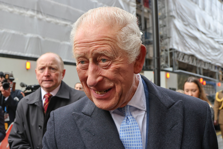 King Charles III meets well-wishers outside Fortnum & Mason after marking the second anniversary of the Coronation Food Project and holding talks with chief executives and senior leaders from Alliance Food Sourcing.