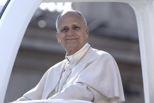 Pope Leo XIV leaves at the end of his weekly general audience in St. Peter's square at the Vatican.
