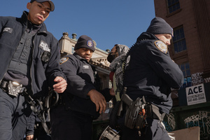 NYPD arrest protestors that confronted Immigration and Customs Enforcement (ICE) agents before an attempted sweep on Canal Street in Manhattan. ICE has cracked down on vendors selling counterfit goods in New York City.