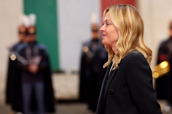 Italian Prime Minister Giorgia Meloni arrives at the courtyard of Palazzo Chigi to receive the Prime Minister of the Republic of Bulgaria, Rossen Jeliazkov. The Prime Minister of Italy, Giorgia Meloni, met with the Prime Minister of the Republic of Bulgaria, Rossen Jeliazkov, at Palazzo Chigi.