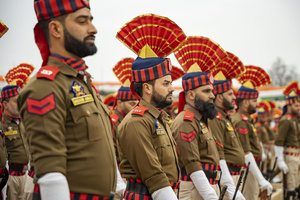 A contingent of the Jammu and Kashmir Police performs during a Republic Day parade in Srinagar. India is celebrating its 77th Republic Day, marking the anniversary of the adoption of the Constitution of India and the nation’s transformation into a republic on 26 January 1950.
