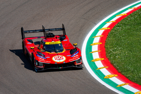 Ferrari AF Corse – Ferrari 499P #50, driven by Antonio Fuoco (ITA), Miguel Molina (ESP), and Nicklas Nielsen (DNK), during free practice 1 of the 6H of Imola at the Autodromo Internazionale Enzo e Dino Ferrari.