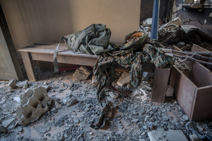 A uniform is seen inside a mosque in the village of Mansouri, in southern Lebanon. After a 10-day ceasefire declared on April 16, 2026, displaced families in Lebanon began returning to assess widespread destruction from weeks of fighting that killed over 2,400 people. Many homes, hospitals, and key infrastructure were damaged, while more than one million people remain displaced. Despite the pause, access to some areas is restricted, and fears persist that fighting could resume.