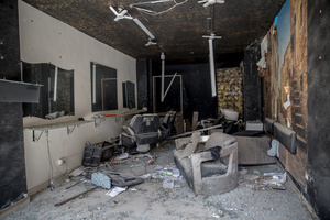 A damaged barbershop in Beirut’s southern suburbs, known as Dahieyh, pictured during a 10-day ceasefire between Israel and Hezbollah. After a 10-day ceasefire declared on April 16, 2026, displaced families in Lebanon began returning to assess widespread destruction from weeks of fighting that killed over 2,400 people. Many homes, hospitals, and key infrastructure were damaged, while more than one million people remain displaced. Despite the pause, access to some areas is restricted, and fears persist that fighting could resume.