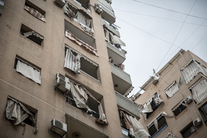 Locals flash a “victory” sign in Beirut’s southern suburbs, known as Dahieyh, during a 10-day ceasefire between Israel and Hezbollah. Many displaced people used the opportunity to check on their homes. After a 10-day ceasefire declared on April 16, 2026, displaced families in Lebanon began returning to assess widespread destruction from weeks of fighting that killed over 2,400 people. Many homes, hospitals, and key infrastructure were damaged, while more than one million people remain displaced. Despite the pause, access to some areas is restricted, and fears persist that fighting could resume.