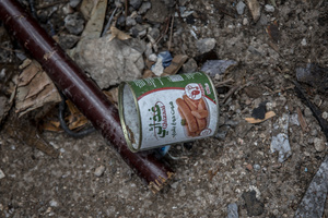 A can of sausages seen amid rubble in Beirut’s southern suburbs, known as Dahieyh, pictured during a 10-day ceasefire between Israel and Hezbollah. Many displaced people used the opportunity to check on their homes. After a 10-day ceasefire declared on April 16, 2026, displaced families in Lebanon began returning to assess widespread destruction from weeks of fighting that killed over 2,400 people. Many homes, hospitals, and key infrastructure were damaged, while more than one million people remain displaced. Despite the pause, access to some areas is restricted, and fears persist that fighting could resume.