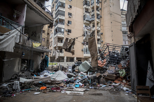 Rubble in Beirut’s southern suburbs, known as Dahieyh, pictured during a 10-day ceasefire between Israel and Hezbollah. Many displaced people used the opportunity to check on their homes. After a 10-day ceasefire declared on April 16, 2026, displaced families in Lebanon began returning to assess widespread destruction from weeks of fighting that killed over 2,400 people. Many homes, hospitals, and key infrastructure were damaged, while more than one million people remain displaced. Despite the pause, access to some areas is restricted, and fears persist that fighting could resume.