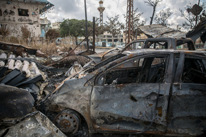 Burnt vehicles on the site where generators were destroyed by Israeli airstrikes in central Jibchit, in the Nabatieh district, southern Lebanon. After a 10-day ceasefire declared on April 16, 2026, displaced families in Lebanon began returning to assess widespread destruction from weeks of fighting that killed over 2,400 people. Many homes, hospitals, and key infrastructure were damaged, while more than one million people remain displaced. Despite the pause, access to some areas is restricted, and fears persist that fighting could resume.