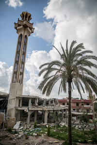 View of the damaged mosque in the village of Jibchit, Nabatieh district, following the hit of four Israeli missiles. After a 10-day ceasefire declared on April 16, 2026, displaced families in Lebanon began returning to assess widespread destruction from weeks of fighting that killed over 2,400 people. Many homes, hospitals, and key infrastructure were damaged, while more than one million people remain displaced. Despite the pause, access to some areas is restricted, and fears persist that fighting could resume.