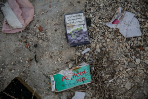 Litters seen in rubble in the village of Jibchit, Nabatieh district. After a 10-day ceasefire declared on April 16, 2026, displaced families in Lebanon began returning to assess widespread destruction from weeks of fighting that killed over 2,400 people. Many homes, hospitals, and key infrastructure were damaged, while more than one million people remain displaced. Despite the pause, access to some areas is restricted, and fears persist that fighting could resume.