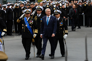 President Jose Antonio Kast arrives at the 147th commemoration of Naval Glories Day. Commemoration number 147 of Naval Glories Day, with the presence of the president of Chile Jose Antonio Kast, in the city of Valparaiso, Chile.