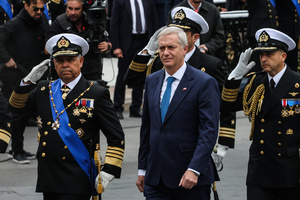 President Jose Antonio Kast arrives at the 147th commemoration of Naval Glories Day. Commemoration number 147 of Naval Glories Day, with the presence of the president of Chile Jose Antonio Kast, in the city of Valparaiso, Chile.
