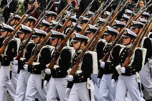 The Chilean Navy parades during the 147th commemoration of Naval Glories Day. Commemoration number 147 of Naval Glories Day, with the presence of the president of Chile Jose Antonio Kast, in the city of Valparaiso, Chile.